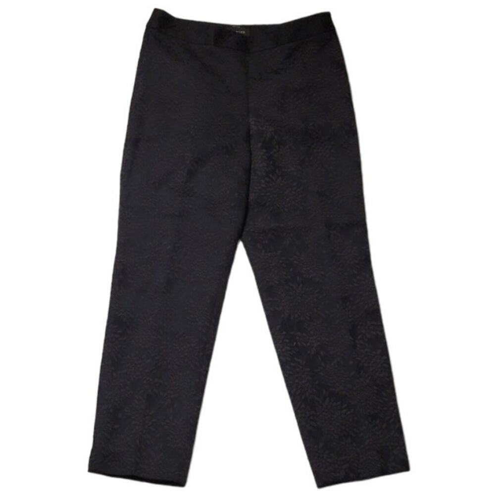 Talbots Heritage Black Floral Brocade Pants Side Zip & Button Career Party‎ - 8